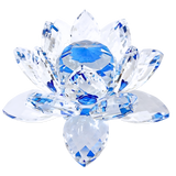 Crystal Lotus Flower Ornament Blue 10 cm (small)