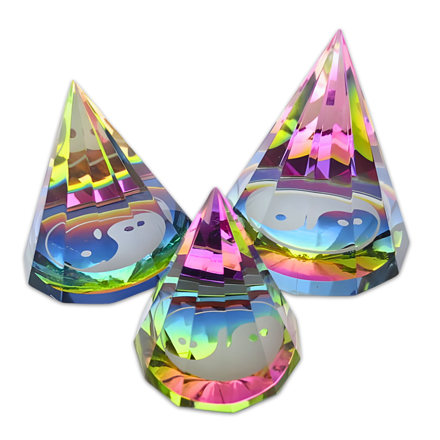 Kristalprisma Yin Yang gekleurd 6 × 6 cm