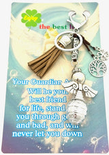 Light Brown "LUCK" Angel Keychain with Tassel