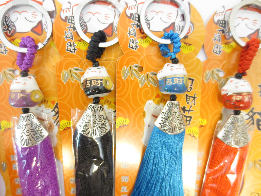 Lucky Maneki Neko Cat Keychain Mixed Colors (6pcs)