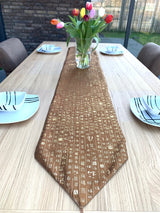Elegant Embroidered Table Runner – Brown Decorative Table Cloth