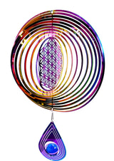 Medium Cosmo Windspinner Flower of Life - Rainbow Drop