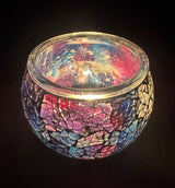 Mosaic Glass Tealight Candle Holders - Aurora Glow
