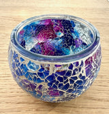 Mosaic Glass Tealight Candle Holders - Aurora Glow