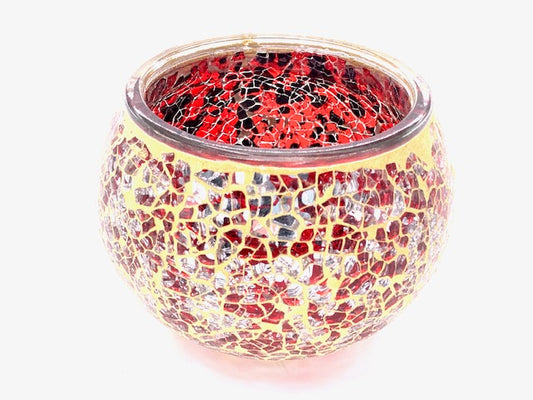 Mosaic Glass Tealight Candle Holders - Wine Red