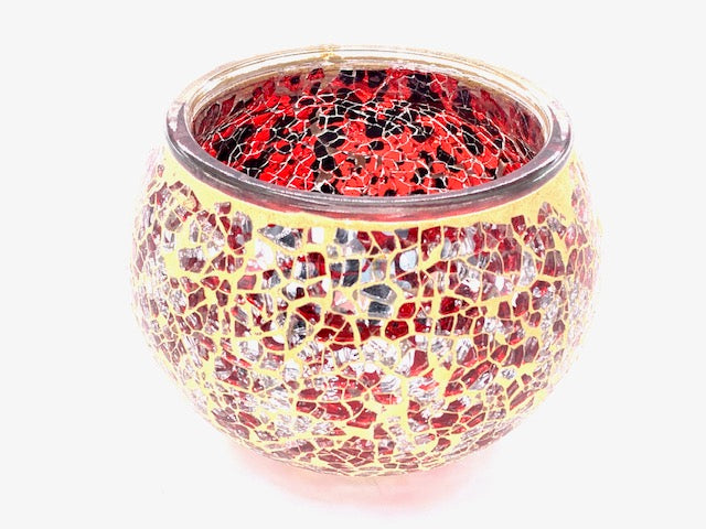 Mozaïek Glazen Theelichthouders - Wijn Rood