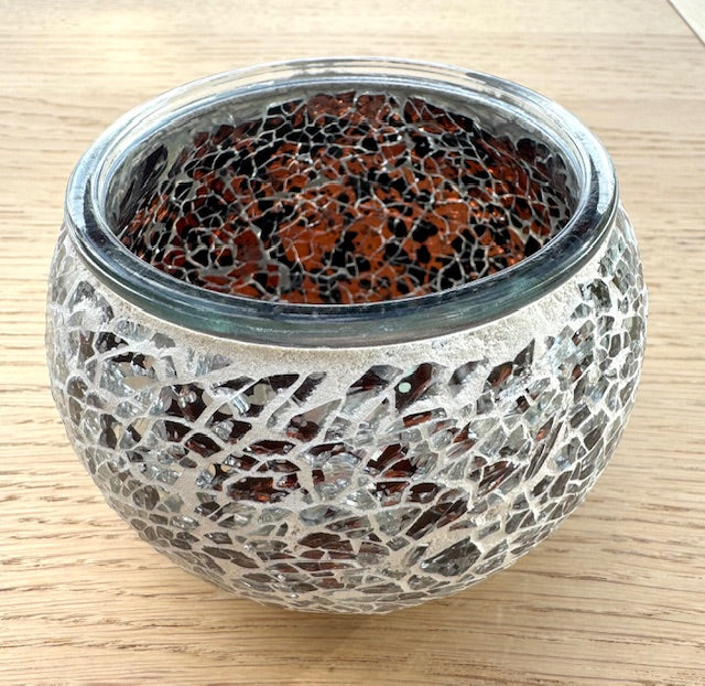 Mozaïek Glazen Theelichthouders - Zwart Zilver