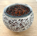 Mosaic Glass Tealight Candle Holders - Black Silver