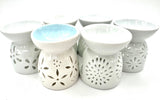 Oil Burner Set – White with Flower Motif (6 pcs)