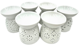 Oil Burner Set – White with Flower Motif (6 pcs)