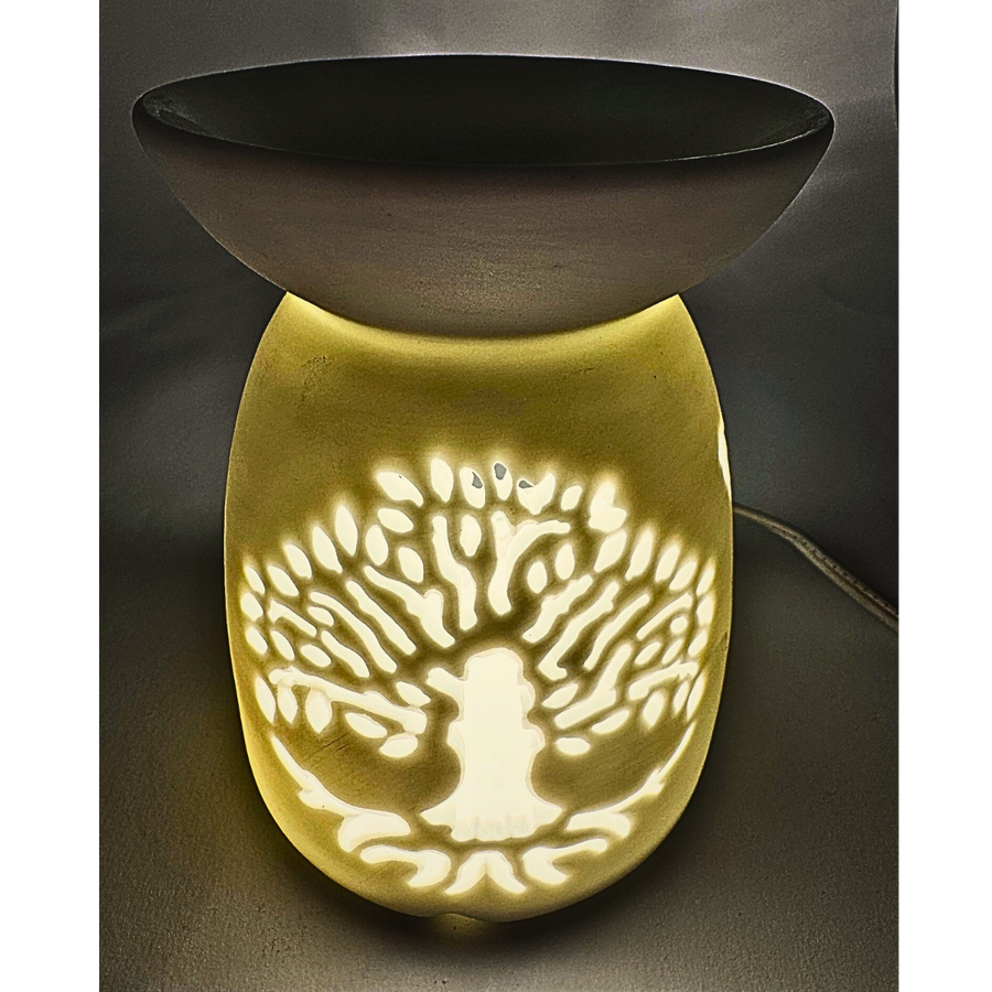 Oliebrander Wit Levensboom met Vogels 13 cm (groot)