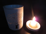 Keramische oliebrander levensboom wit