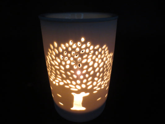 Ceramic Oil Burner Tree of Life White