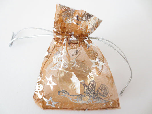 Angel organza gift bag Brown - 13cm x 20cm