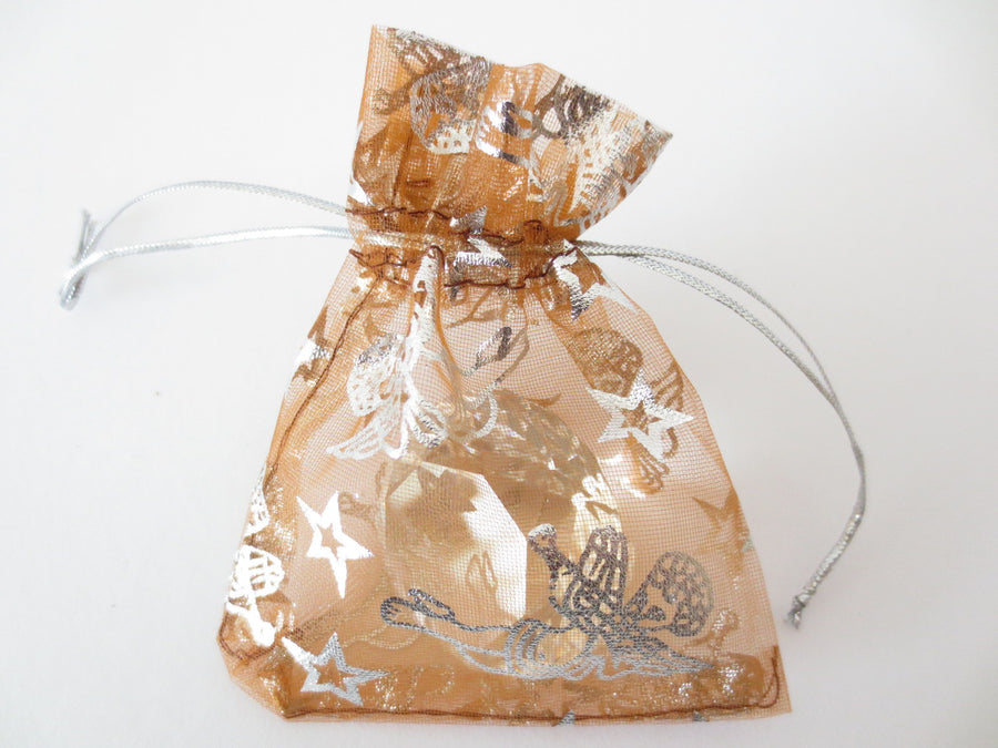 Organza Zakjes Engelen Bruin - 13cm x 20cm