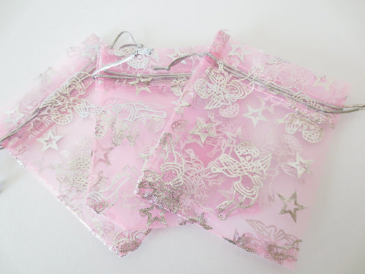Angel organza gift bag Pink - 13cm x 20cm