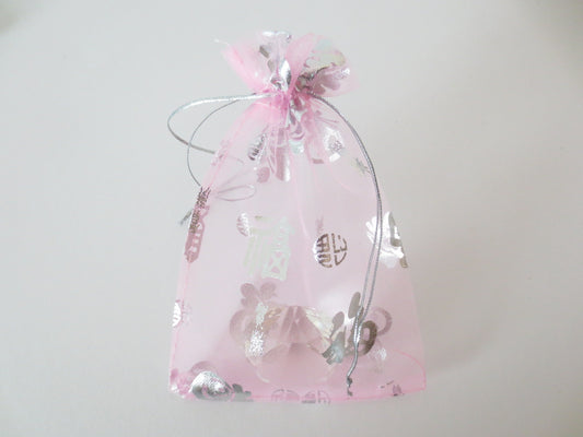 Organza Zakjes Geluk ''Fu'' Roze - 10cm x 15cm