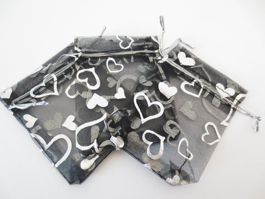 Organza Zakjes Hartjes - 7.5cm x 10cm