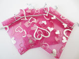 Organza Zakjes Hartjes Fuchsia - 13cm x 20cm