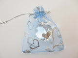 Organza Zakjes Hartjes Licht Blauw - 13cm x 15cm