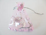 Organza Zakjes Hartjes Roze - 10cm x 15cm
