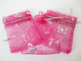 Organza zakjes vlinder Fuchsia - 13cm x 20cm
