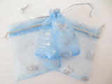 Organza zakjes vlinder Licht Blauw - 10cm x 15cm