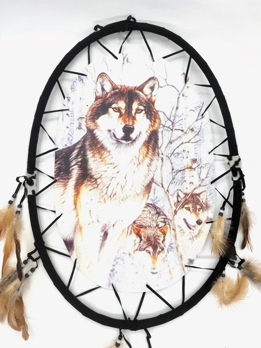 Oval Dreamcatcher Group Wolves (II)