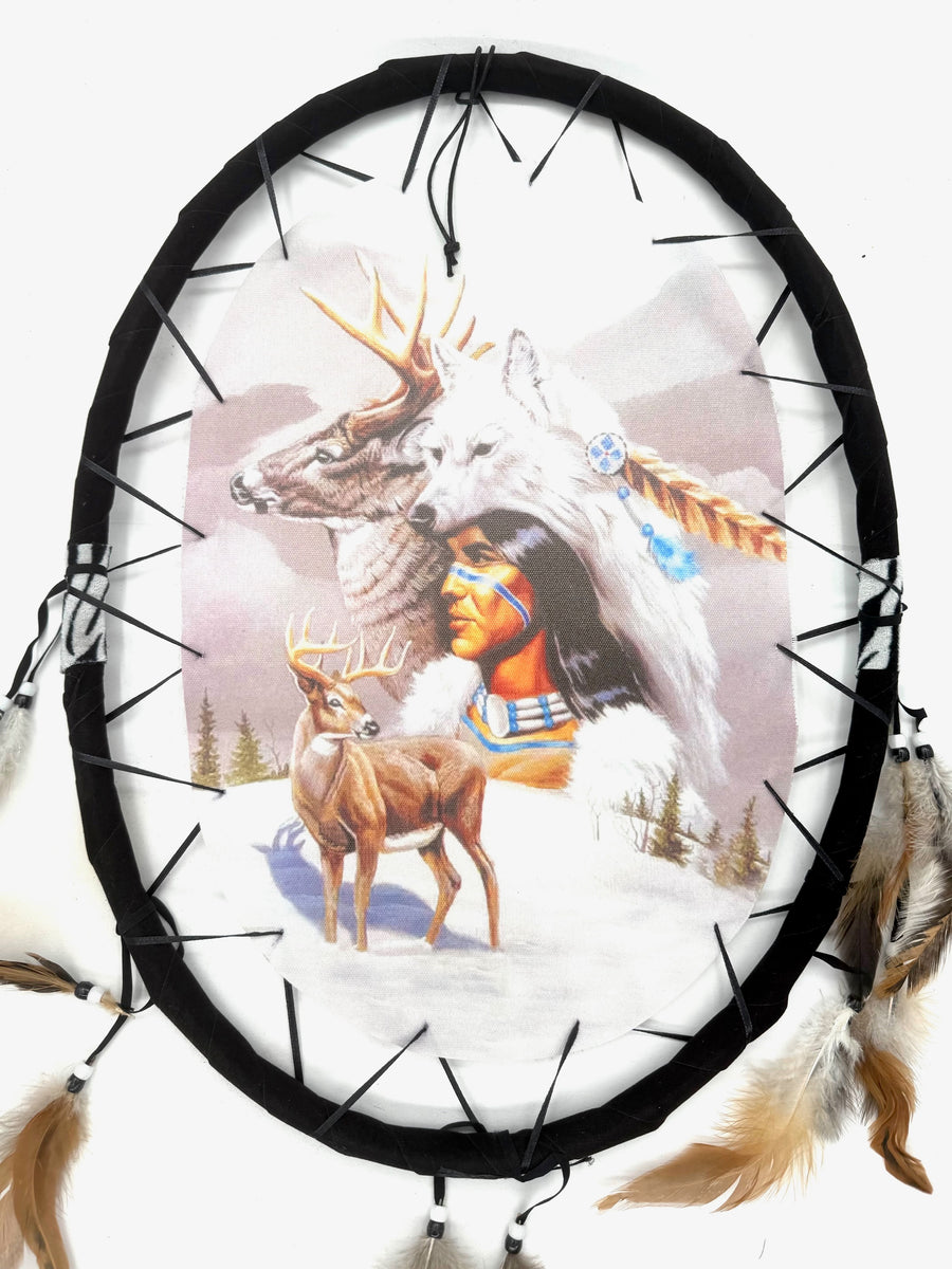 Oval Dreamcatcher Indian and Deer