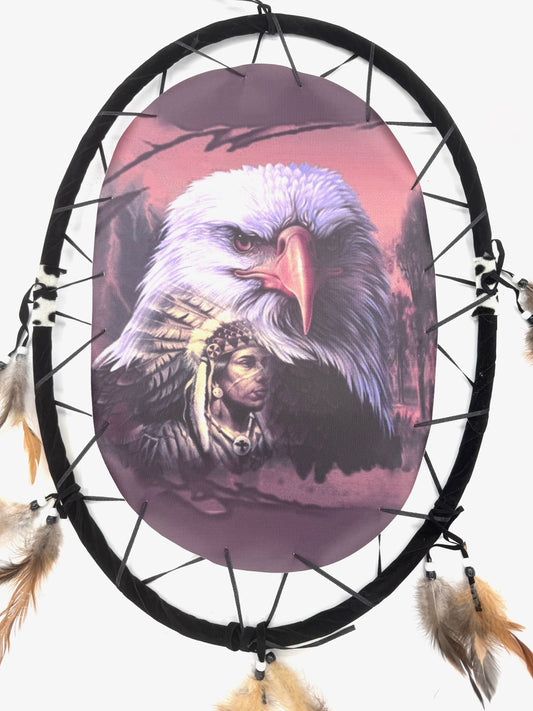 Oval Dreamcatcher Indian Man with Eagle (I)