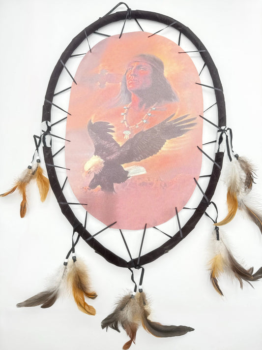 Oval Indian Man with Eagle