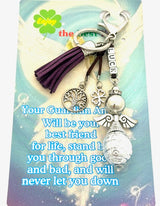 Purple "LUCK" Angel Keychain with Tassel