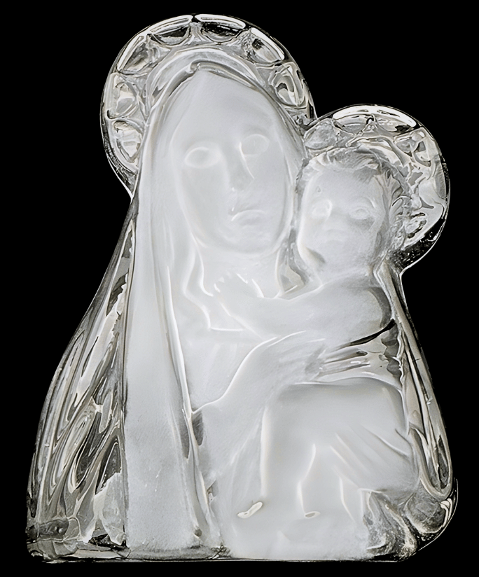 Crystal Glass Mother and Child Plaque with Halo - 12 cm