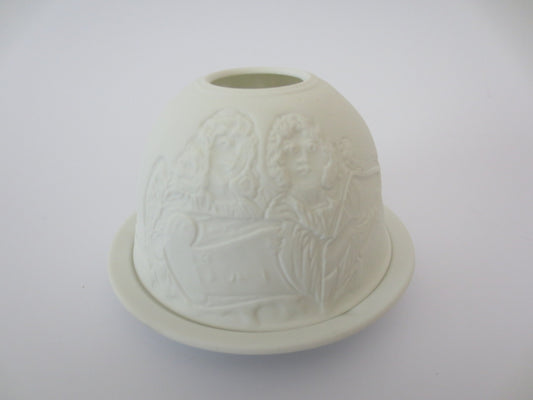Porcelain Tea Light Holder 2 Cupids Music 9 cm