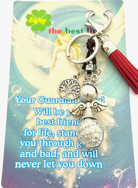 Rode "LUCK" Angel Sleutelhanger met Tassel