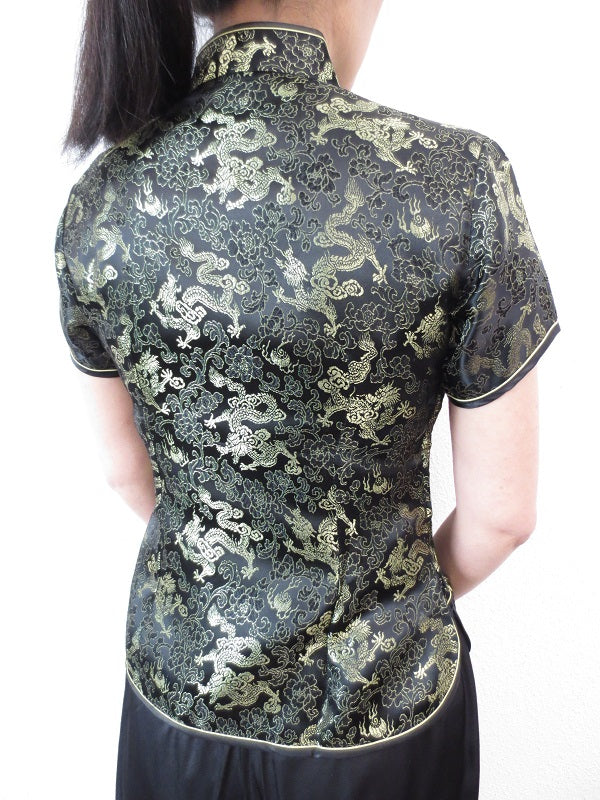 Shanghai blouse dragon black/gold