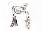 Gray "SUCCESS" Angel Keychain with Tassel