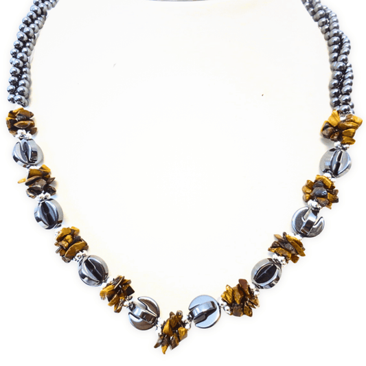 Tijgeroog bloemetje ketting