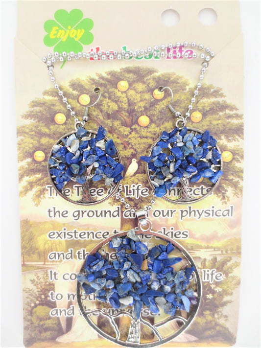 Tree of Life ketting + oorbel set sodalite