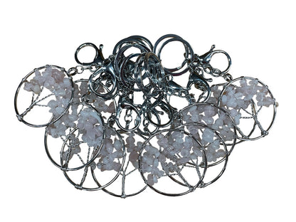 Tree of Life Sleutelhanger met Rozenkwartz Edelstenen