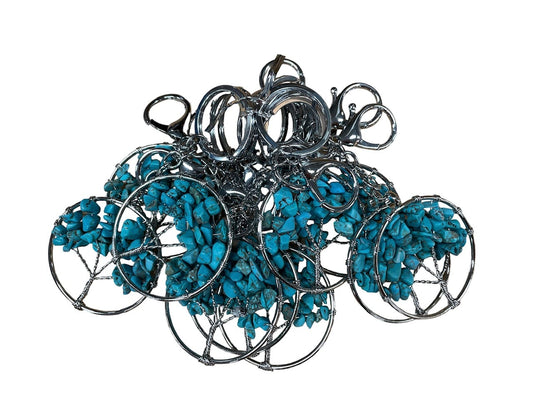 Tree of Life Sleutelhanger met Turkoois Edelstenen
