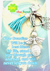 Turquoise "LUCK" Angel Keychain with Tassel