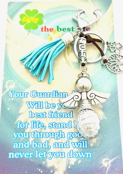 Turkooise "LUCK" Angel Sleutelhanger met Tassel