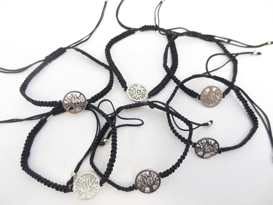 Adjustable Tree of Life Bracelets - Black 6 pieces