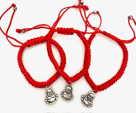 Adjustable Happy Buddha Bracelets - Red 12 pieces