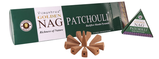 Vijayshree Golden Nag Backflow Cones - Patchouli