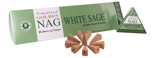 Vijayshree Golden Nag Backflow Cones - White Sage