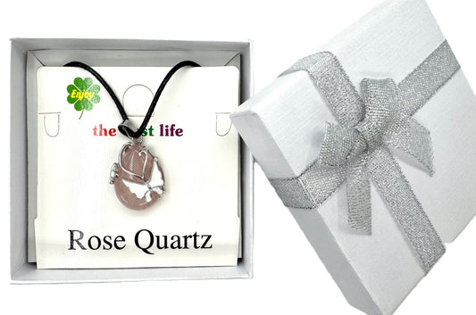 Vlinder Edelsteen Hanger Ketting - Rozenkwarts