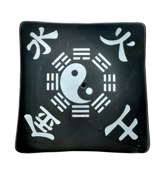 Incense Holder Black Porcelain with Yin Yang and Yin Shui Tu and Hao (set of 6)