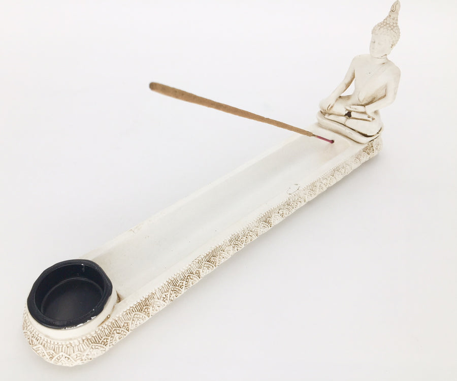 White Thai Buddha Incense Stick Holder
